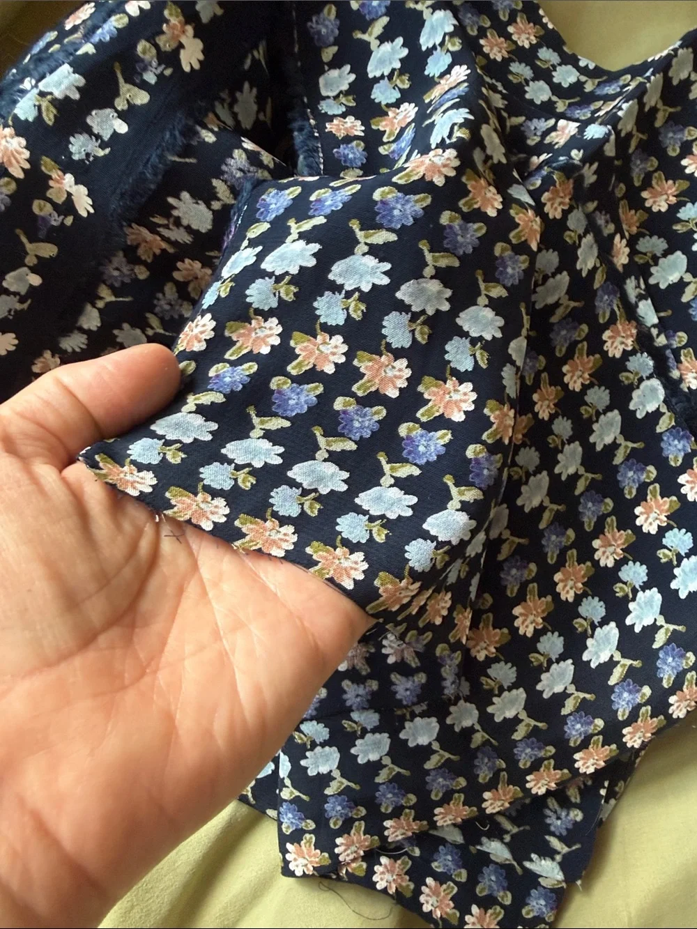 Navy Floral FABRIC Chiffon lightweight Pink & Light Blue flower 2.5 yards x 52”